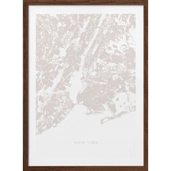 New York Map Framed Art Modern Wall Decor