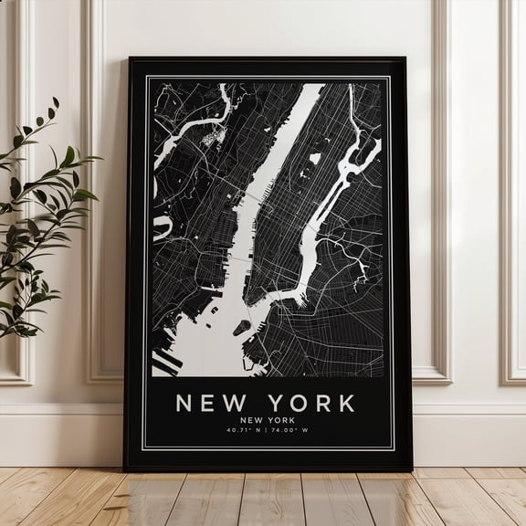 New York Map Poster, Nyc Map, Line Art Map Poster, City Map Print, Black Poster, Line Art Map Print, New York Wall Art, Minimalist Map, Poster Only