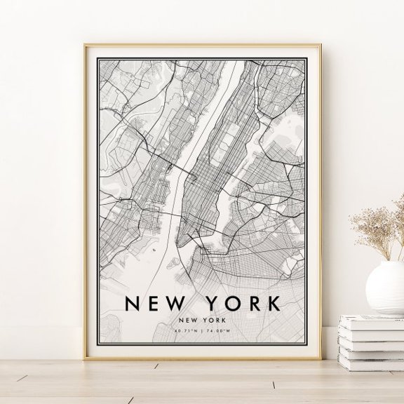 New York Map Print, New York City Map, Vintage New York Street Map Art, Retro New York Road Map Poster, Printable Map, map, Unframed Paper Poster 11x14in