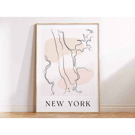 New York Map Print, New York Pink Print, New York City Artwork Home Decor #753, Unframed Canvas Size 24x36