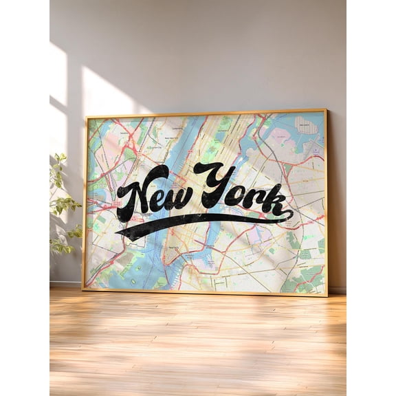 New York Map Print Wall Art NYC Poster Manhattan City Map Decor Travel Wall Art New York Gift