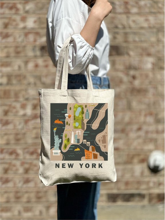 New York Map Tote Bag, Traveler Tote Bag, New York Lover Tote Bag, Cute Tote Bag, Canvas Bag, Aesthetic Bag, Casual Canvas Tote