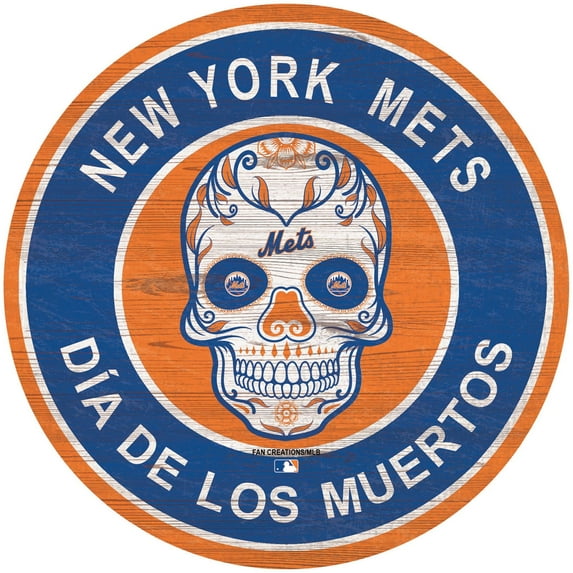 New York Mets 12'' Sugar Skull Circle Sign