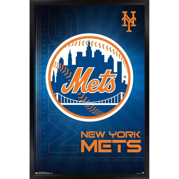 New York Mets 24.25'' x 35.75'' Framed Logo Poster