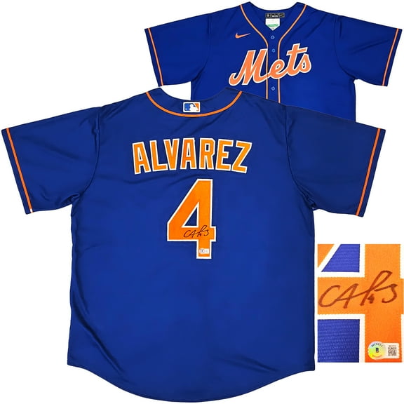 New York Mets Francisco Alvarez Autographed Blue Nike Jersey Size XL Beckett BAS Witness 220558