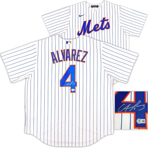 New York Mets Francisco Alvarez Autographed White Nike Jersey Size XL Beckett BAS Witness 221298
