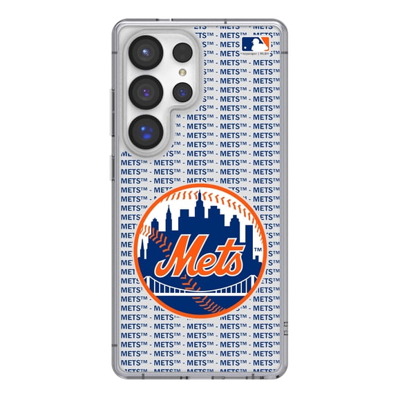 New York Mets Galaxy Text Backdrop Clear Case