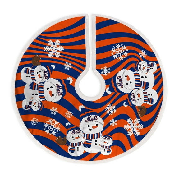 New York Mets Snowman Sherpa Christmas Tree Skirt