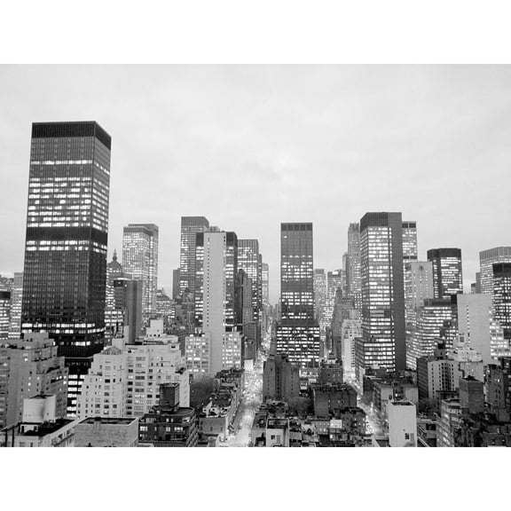 New York Midtown Manhattan Skyscrapers 1975 Extra Large XL Wall Art Poster Print
