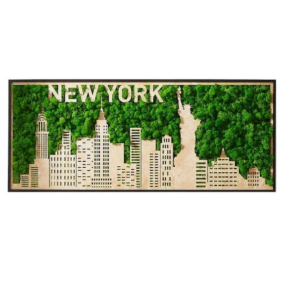 New York Moss City Silhouette Metal Wall Art Medium