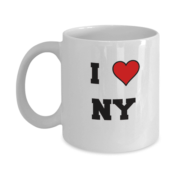 New York Mug, I Love New York NY Abbreviation USA States Ceramic Coffee Mug White 11 oz