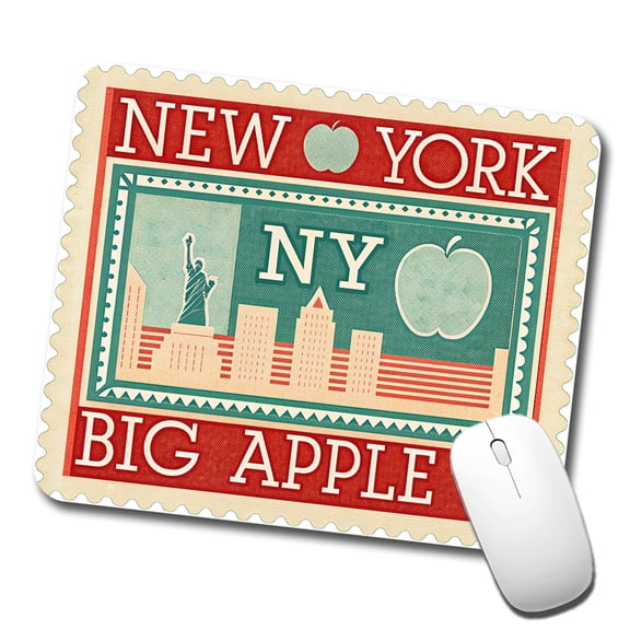 New York NY Big Apple State Travel Vacation Stamp Mouse Pad Low Profile Gaming Mat