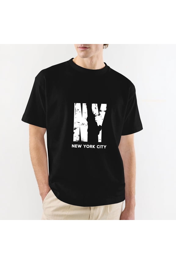 New York NY Distressed Black Cotton T-Shirt 2XL