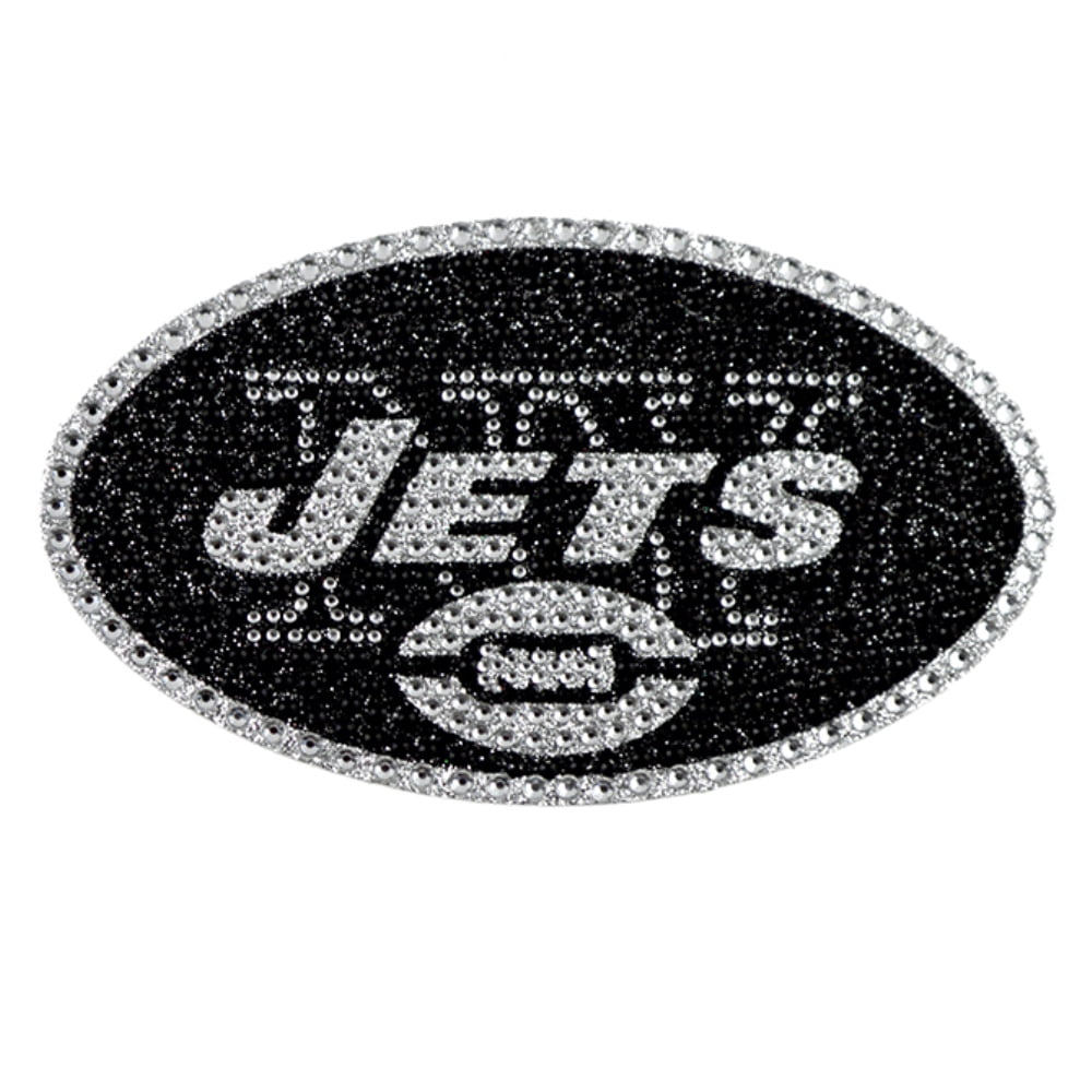Emblème Auto New York Jets – Rico Industries, Chrome Argent, Plastique Moulé, 3,5 Pouces, Neuf