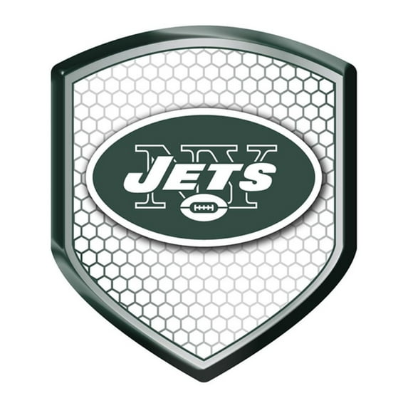 New York NY Football Jets Reflector Shield Emblem - Easy Peel & Stick Decal for cars, trucks, mailboxes, doors and more