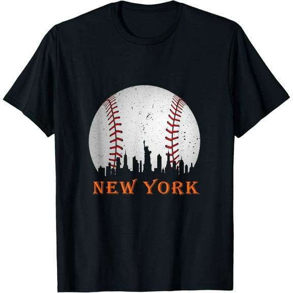 New York NY Skyline Baseball Vintage Met At Gameday T-Shirt