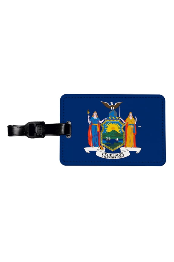 New York NY State Flag Faux Leather Travel Luggage Tag