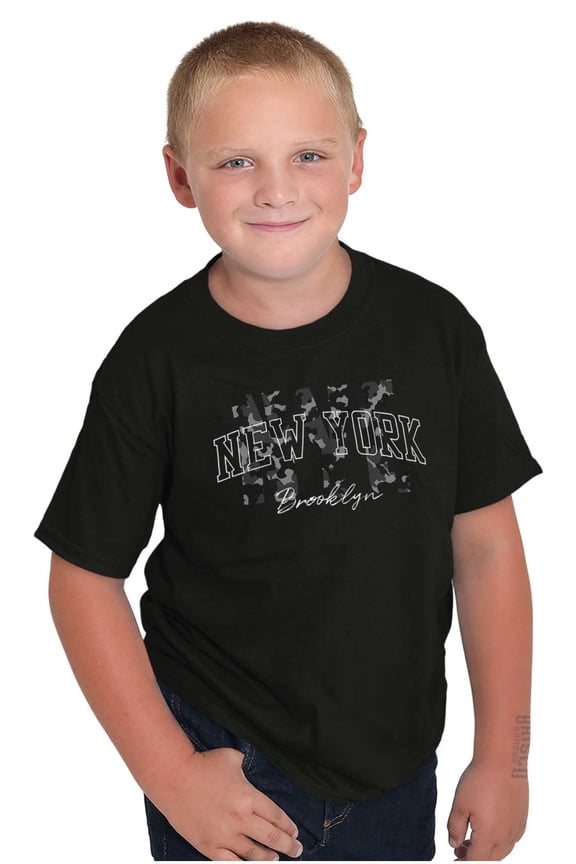 New York NYC Brooklyn Camouflage Crewneck T Shirts Boy Girl Teen Brisco Brands X