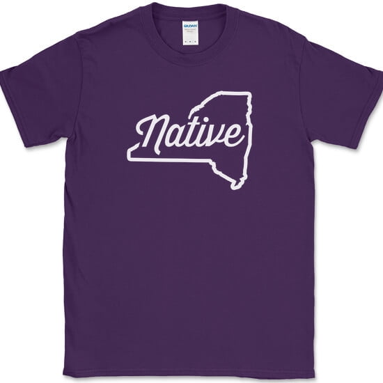 New York Native T-Shirt State Pride Your Home USA America Tee - Purple, XL