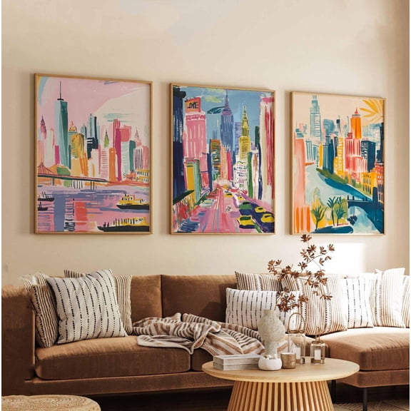 New York New York City Wall Art USA Travel Retro NYC Set Vintage Decor Set 3 Unframed Paper Print