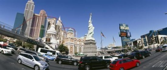 New York New York Hotel MGM Casino Excalibur Hotel and Casino The Strip Las Vegas Clark County Nevada USA Canvas Art - Panoramic Images (30 x 13)