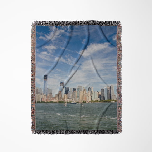 New York, New York. Manhattan City Skyline With The Freedom Tower., Woven Blanket