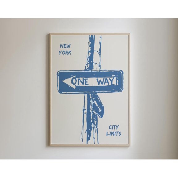 New York One Way Poster, New York Art Print, Nyc Wall Art, New York City Poster, Minimalist New York Print, Retro Nyc Art, Wall Art, Modern Wall Decor, 12x18 UNFRAMED