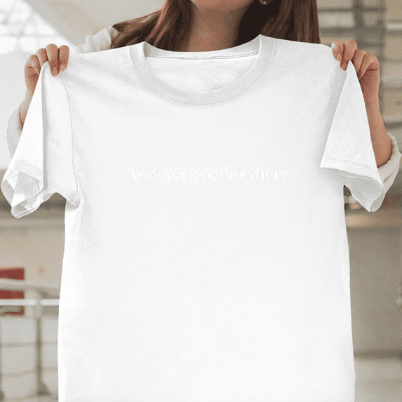 New York Or Nowhere NYC City Pride Text Retro Aesthetic Unisex T-Shirt, up to size 3XL.