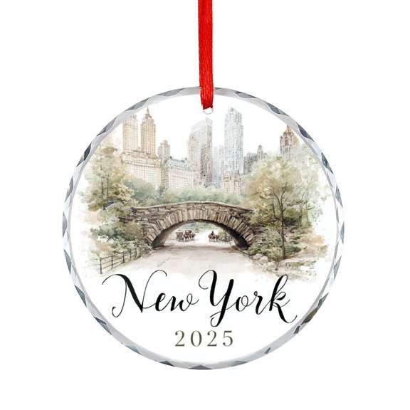 New York Park Design Glass Ornament Xmas Decor Indoor Home Holiday Party Gifts American Downtown Building Christmas Glass Decoration