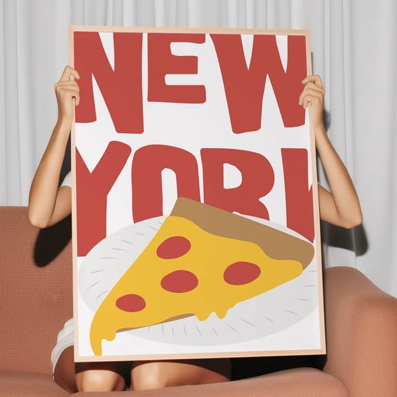 New York Pizza Vintage Art Print: Retro Nyc Kitchen Decor UNFRAMED PAPER POSTER, Home Decor, Vintage Gift, Living Room Dercor