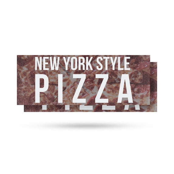 New York Pizza Vinyl Decal 2 Pack of 12 Inch x 5 Inch Weatherproof Heavy-Duty Adhesive Backing | Authentic Flavor, Restaurant Promotions, Freshly Made | Made in USA