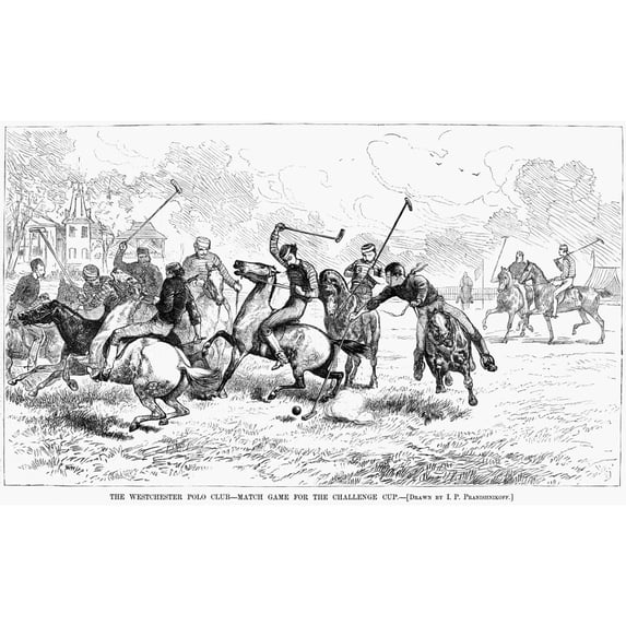 New York Polo 1876. Nthe Challenge Cup Match At The Westchester Polo Club In New York. Engraving 1876. Print by