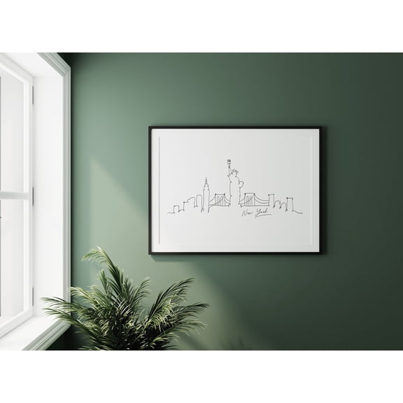 New York Poster Trendy New York Line Art Poster Stylish Travel Decor Cool Bedroom Wall Posters For Travel Lover New York Cityscape Home Decor, 8x12 UNFRAMED