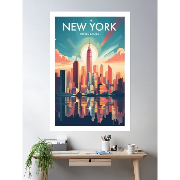 New York Poster Wall Art, Modern Wall Decor For Living Room Bedroom, 12x18 UNFRAMED