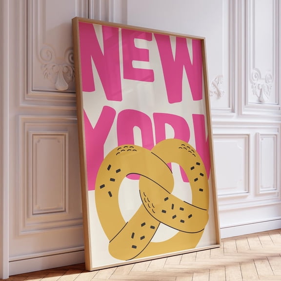 New York Pretzel Poster: Retro Nyc Kitchen Wall Art UNFRAMED PAPER POSTER, Home Decor, Vintage Gift, Living Room Dercor