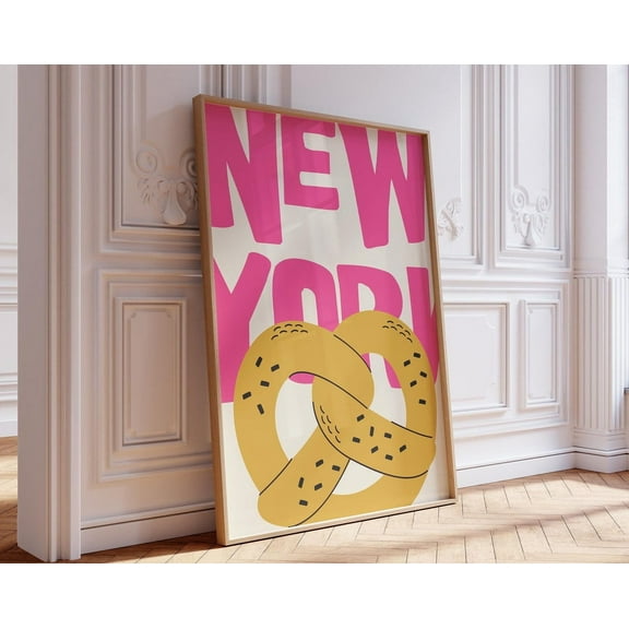 New York Pretzel Print Vintage Nyc Wall Art Retro New York City Poster Minimalist New York Art Nyc Poster Wall Art, Modern Wall Decor, 24x36 UNFRAMED