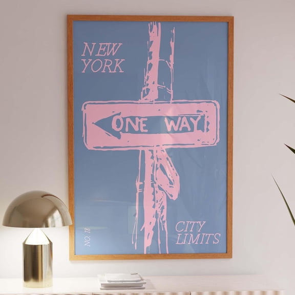 New York Print Coquette One Way Sign Preppy Room Decor Pastel Pink Poster UNFRAMED PAPER POSTER, Home Decor, Vintage Gift, Living Room Dercor