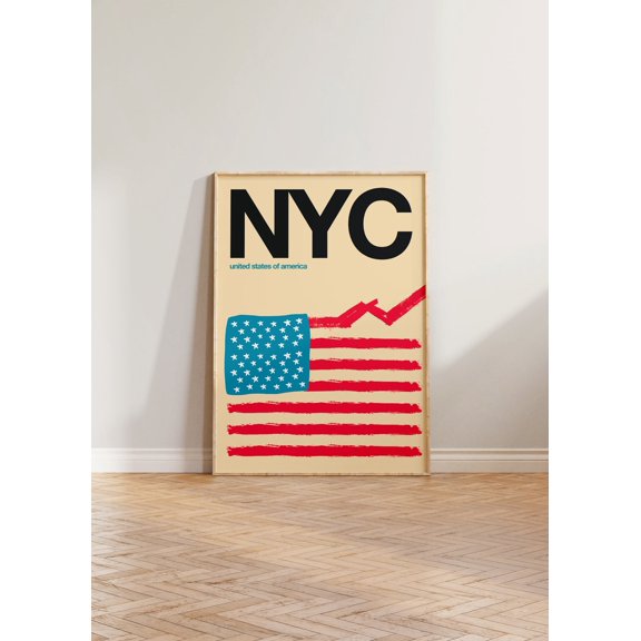 New York Print New York Travel Print Nyc Travel Usa Flag America Travel Print New York City Gallery Wall Art