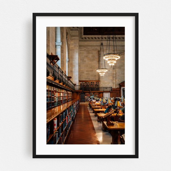 New York Public Library 01 - Manhattan New York Photography Library Architecture Black Framed Wall Art Print 24 x 36 inches