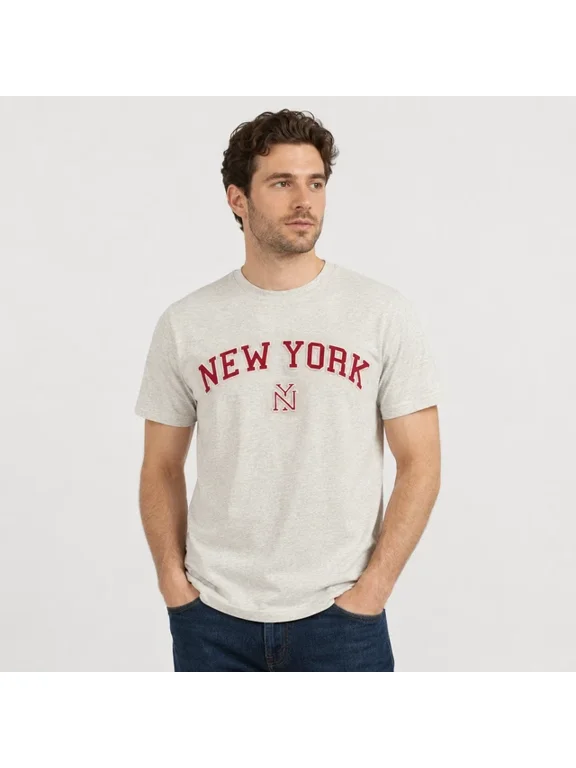 New York Puff Print Cotton Blend NYC Souvenir Casual Look For Everyday Moments T-Shirt, Size S-5XL
