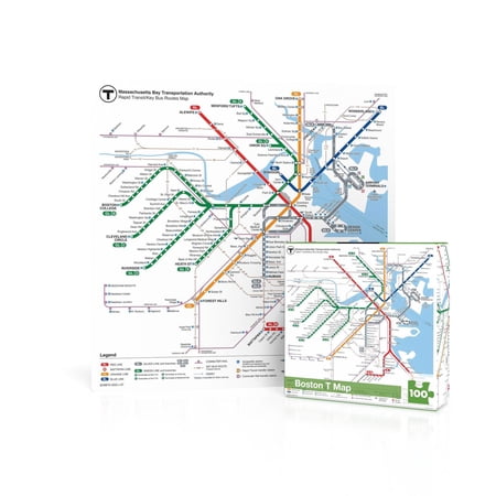 New York Puzzle Company Boston T Map Mini 100 Piece Mini Puzzle