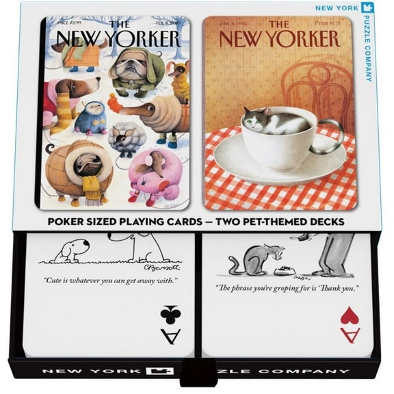 New York Puzzle Company Dog and Cat Cartoons Double Deck Playing Cards 2 Standard Decks