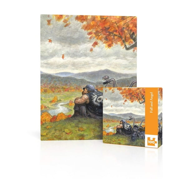 New York Puzzle Company Fall and Angel Mini 100 Piece Mini Puzzle