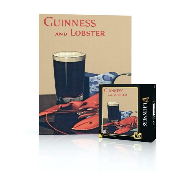 New York Puzzle Company Guinness and Lobster Mini 100 Piece Mini Puzzle