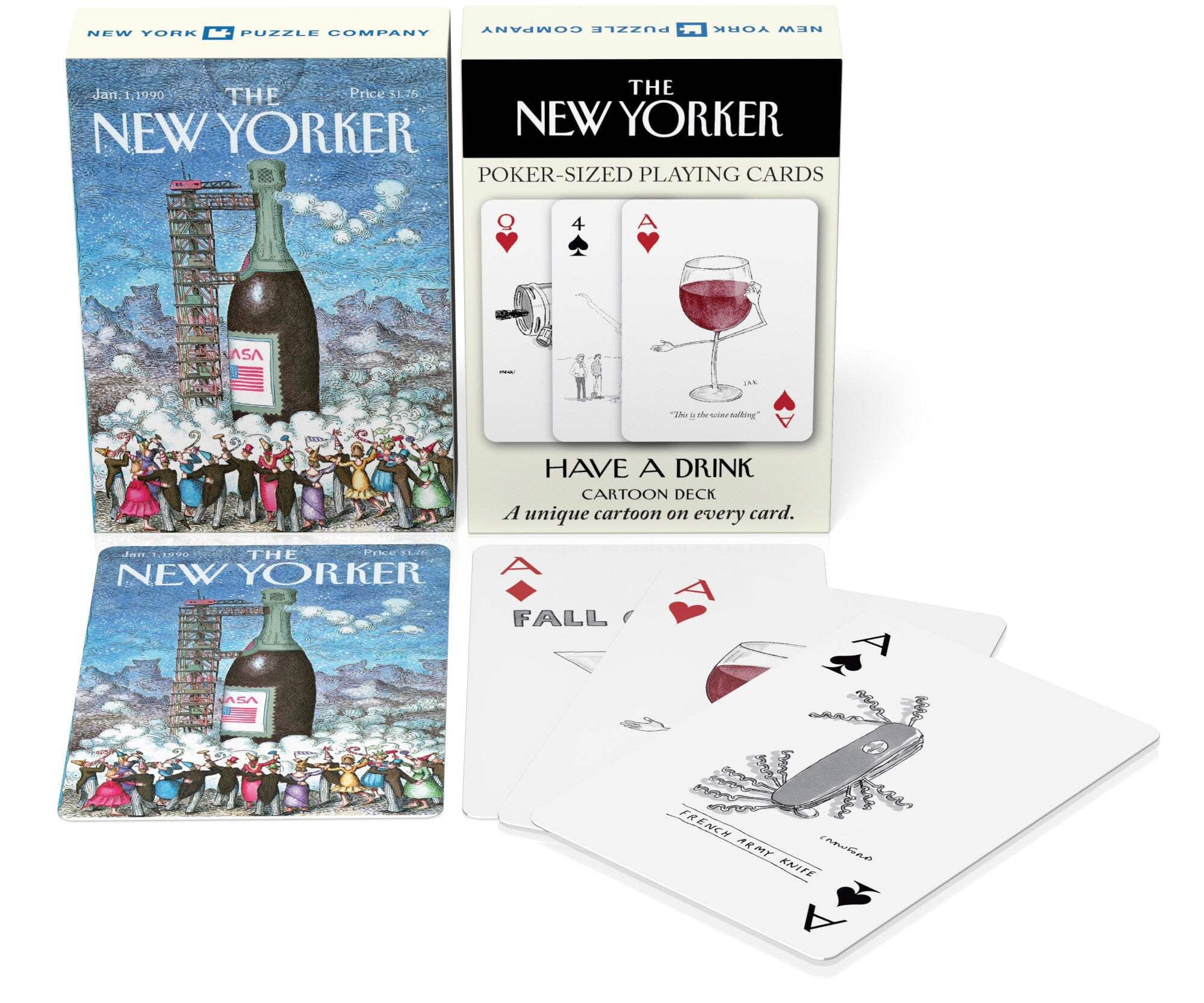 New York Puzzle Company Have a Drink Cartoons Playing Cards Single Standard Deck