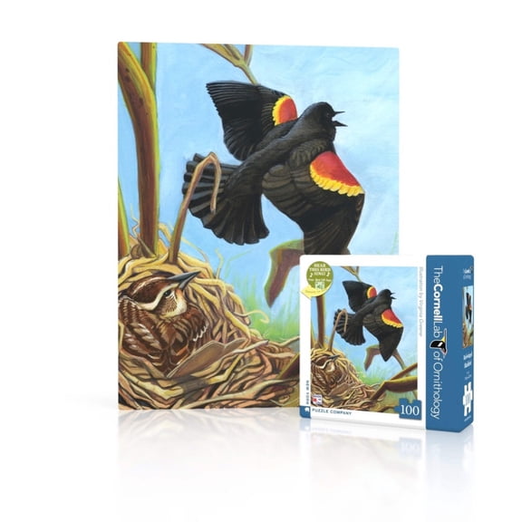 New York Puzzle Company Red-winged Blackbird Mini 100 Piece Mini Puzzle