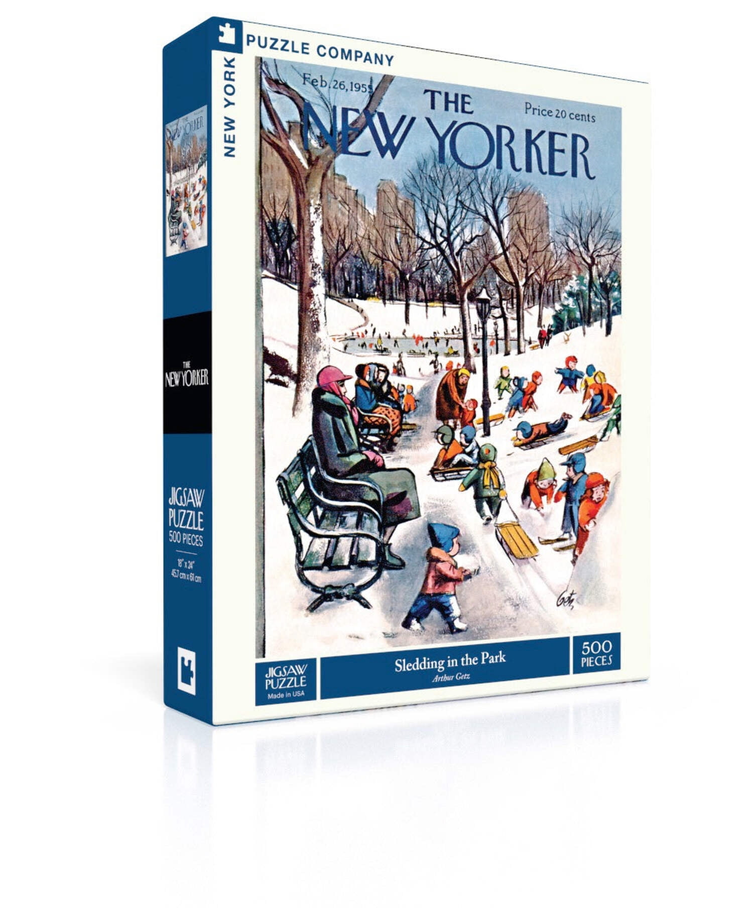 New York Puzzle Company Sledding in the Park 500 Piece Jigsaw Puzzle