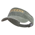 thumbnail image 1 of New York Queens District Logo Embroidered Washed Pigment Dyed Cotton Twill Visor - Olive OSFM, 1 of 5