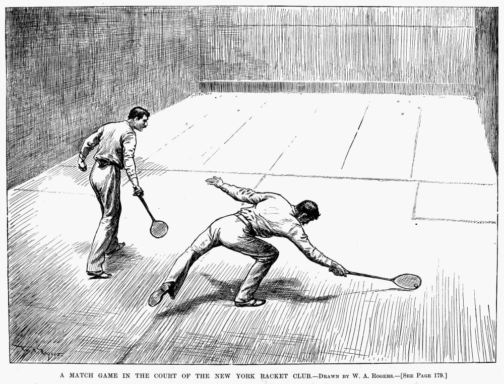 New York Racket Club. /Na Match Game Of Racquetball In The Court Of