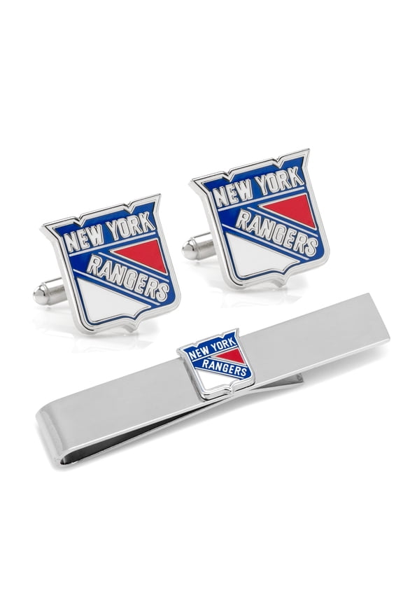New York Rangers Cufflinks & Tie Bar Gift Set
